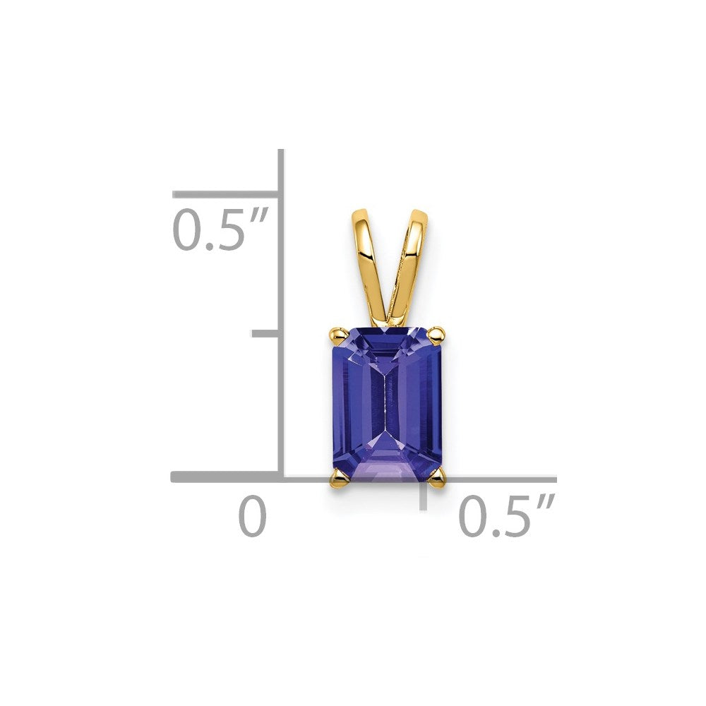 14k 7x Emerald-cut Tanzanite Pendant
