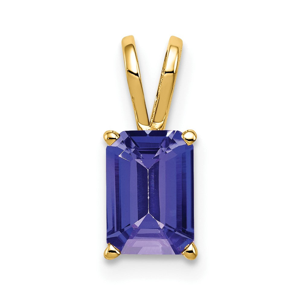 14k 7x Emerald-cut Tanzanite Pendant