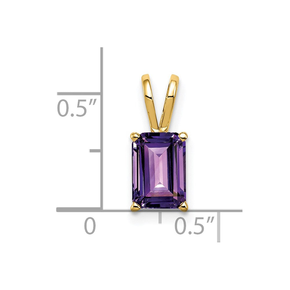 14k 8x Emerald-cut Amethyst Pendant