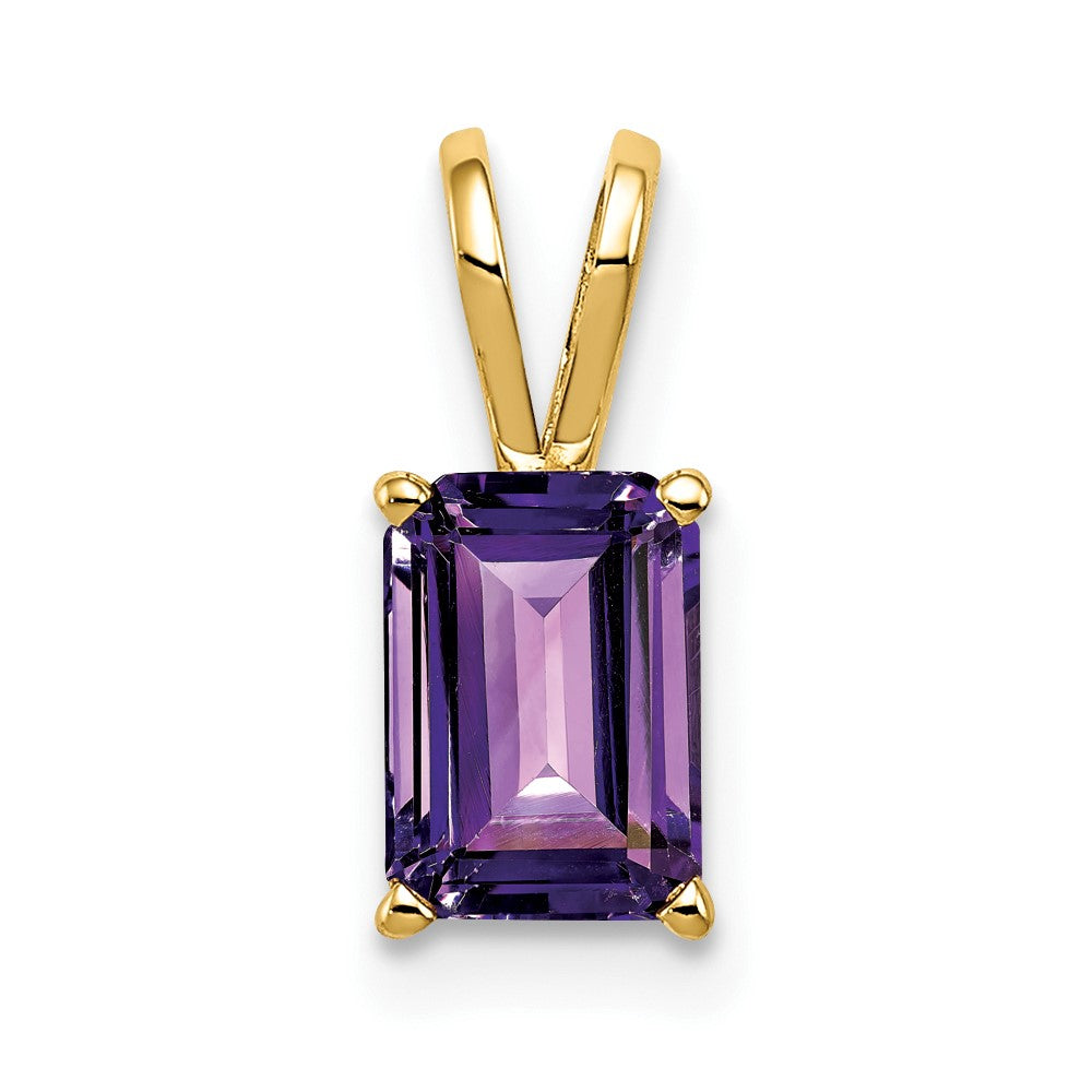 14k 8x Emerald-cut Amethyst Pendant