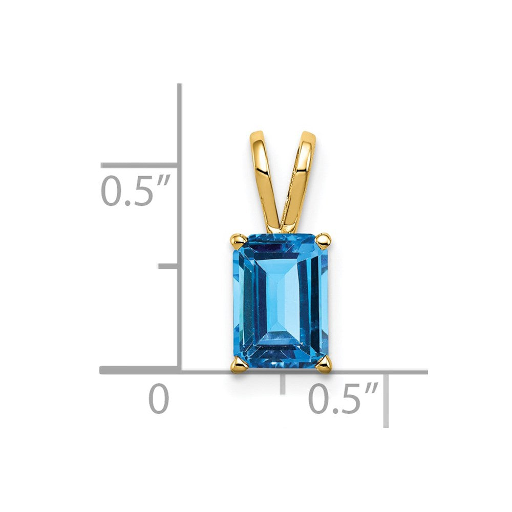 14k 8x Emerald-cut Blue Topaz Pendant