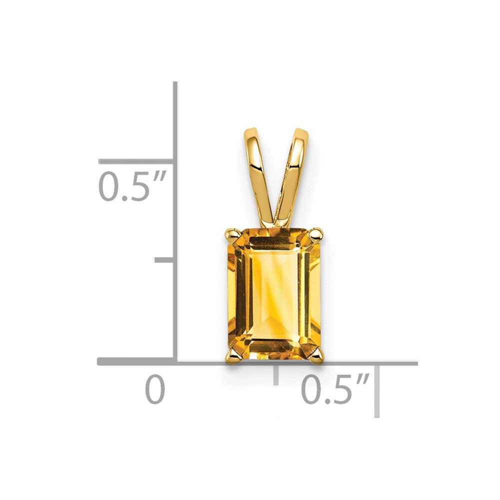 14k 8x Emerald-cut Citrine Pendant