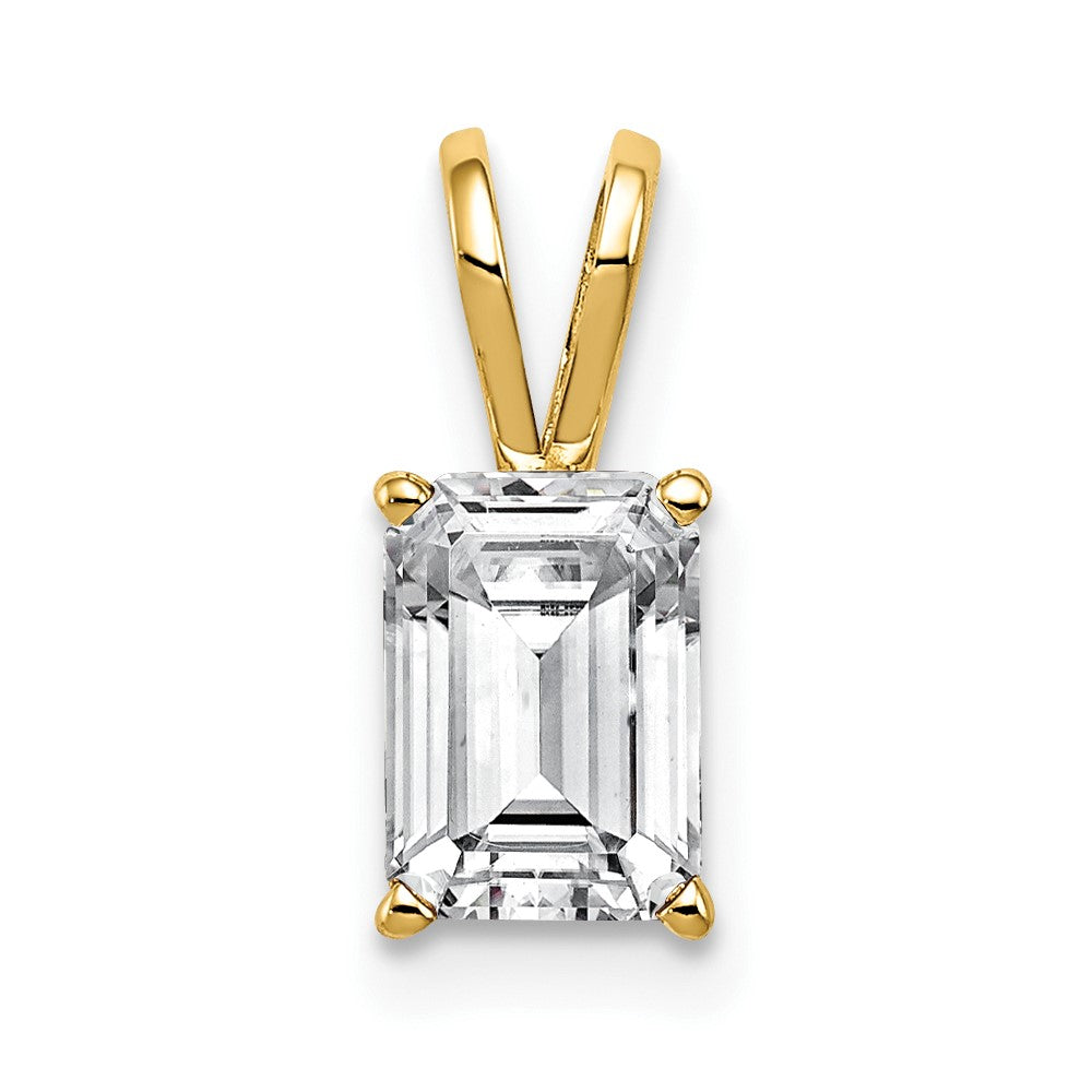 14k 8x Emerald-cut Cubic Zirconia Pendant