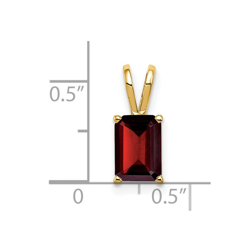 14k 8x Emerald-cut Garnet Pendant
