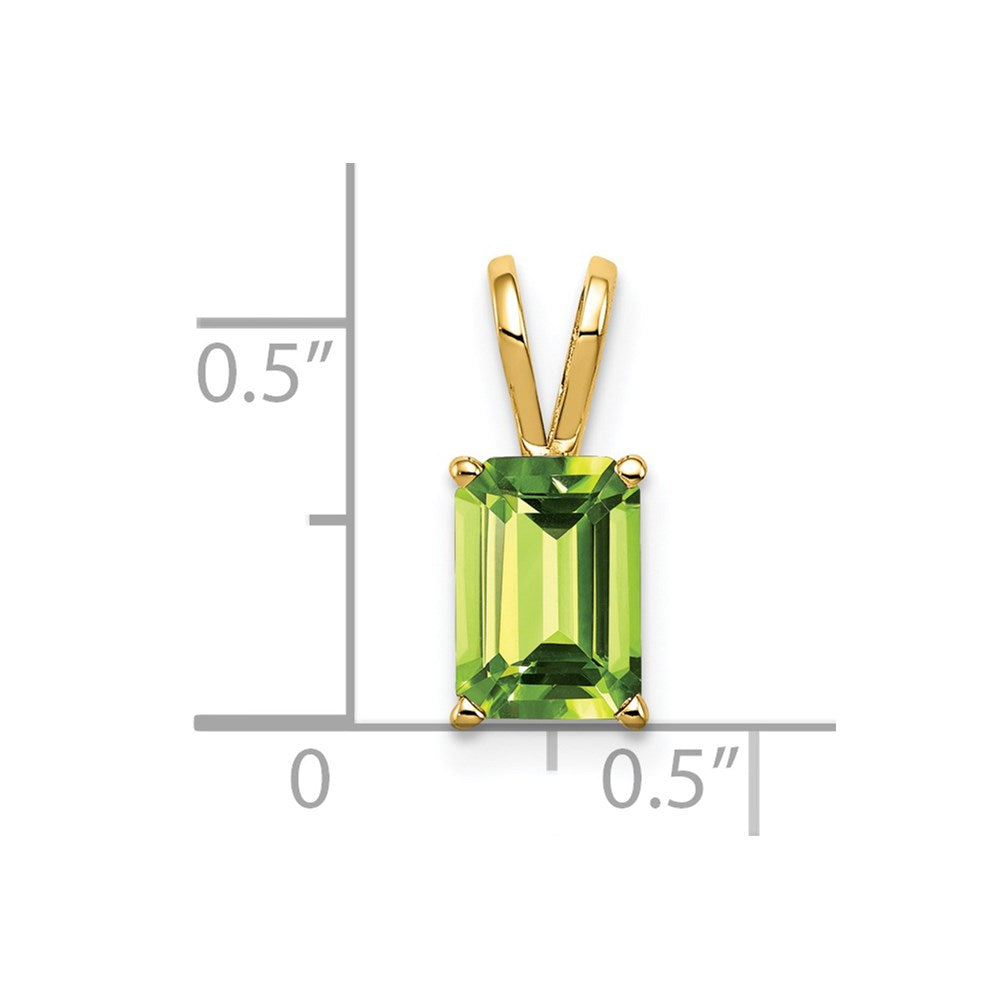 14k 8x Emerald-cut Peridot Pendant