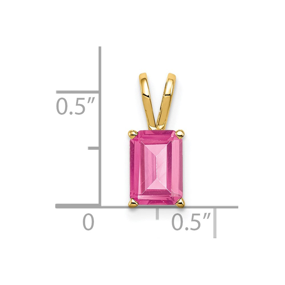 14k 8x Emerald Cut Pink Tourmaline pendant