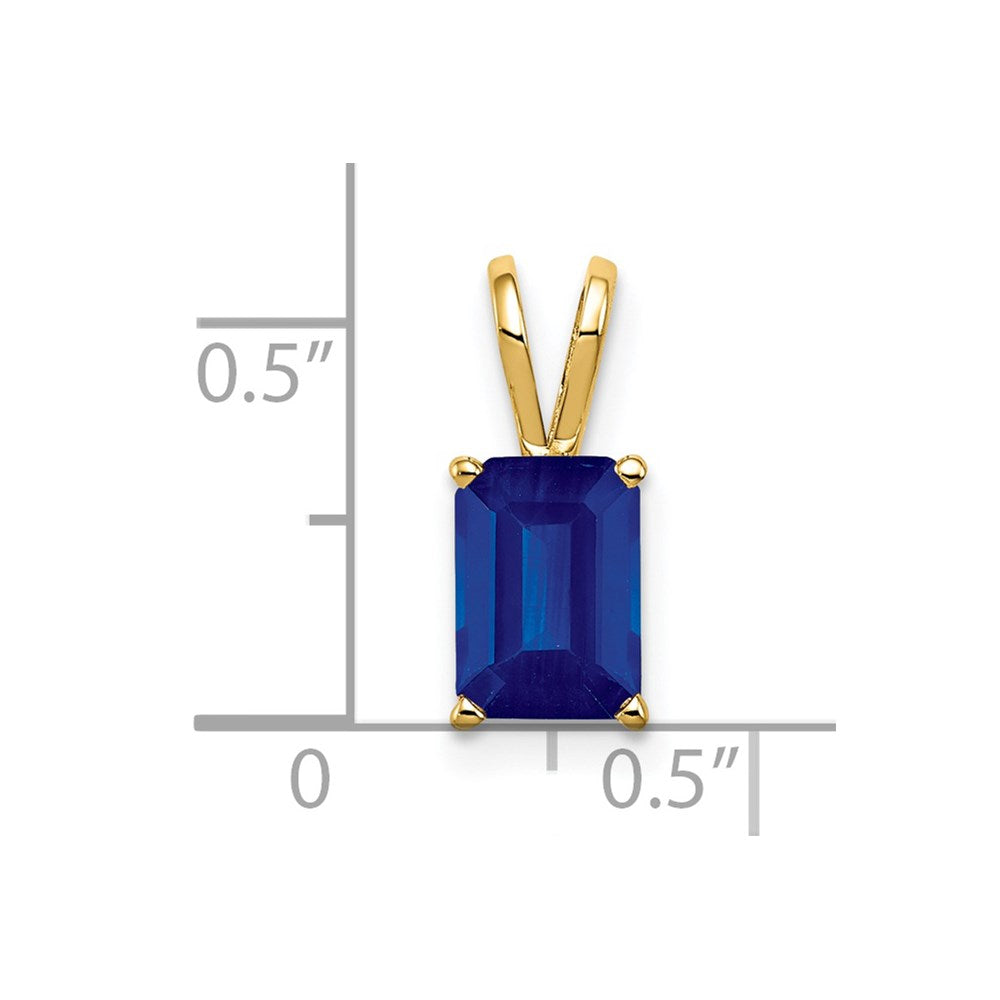 14k 8x Emerald Cut Sapphire pendant