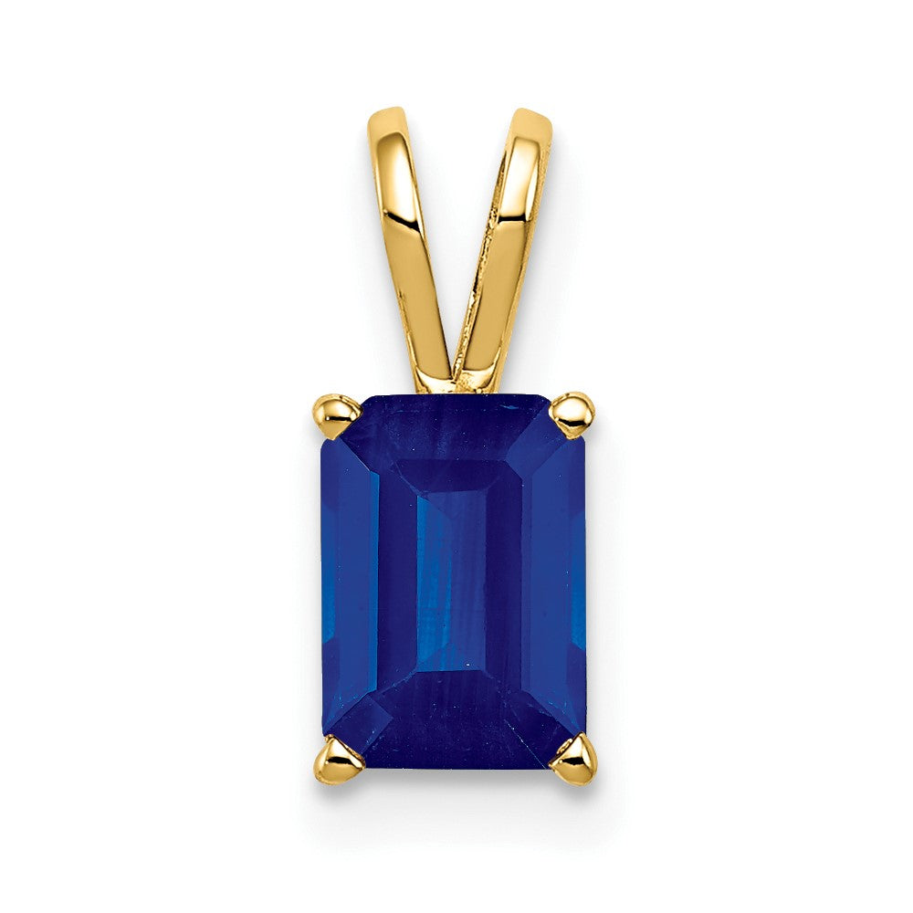 14k 8x Emerald Cut Sapphire pendant