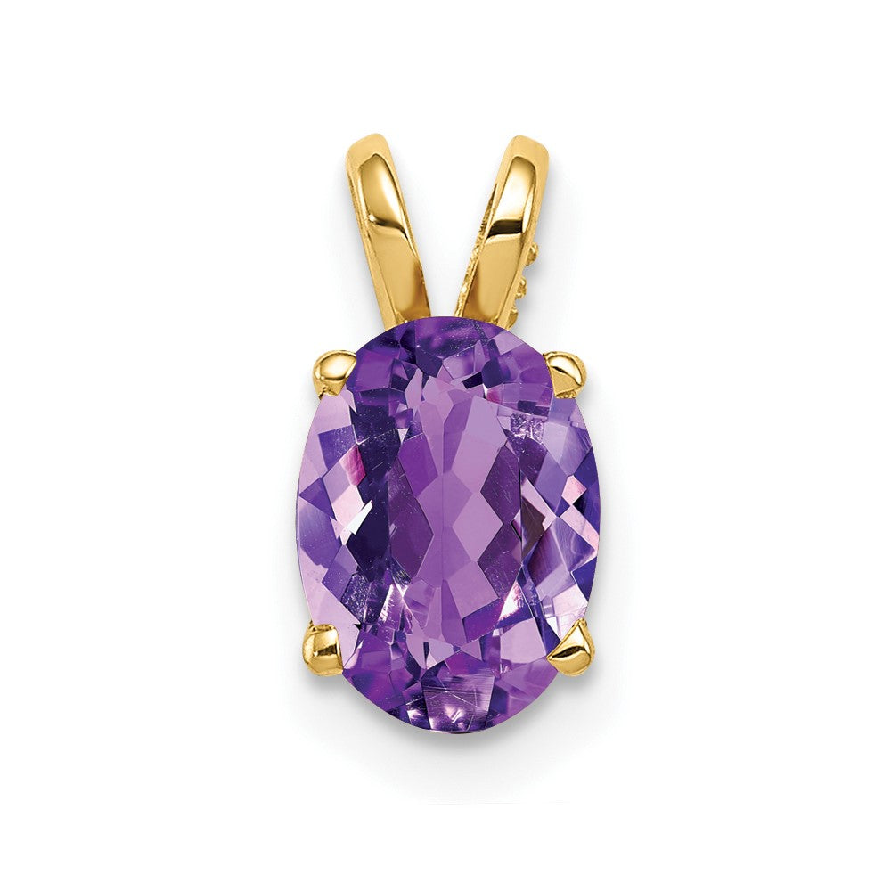 14k 8x Oval Amethyst Pendant