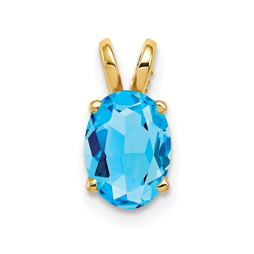 14k 8x Oval Blue Topaz Pendant