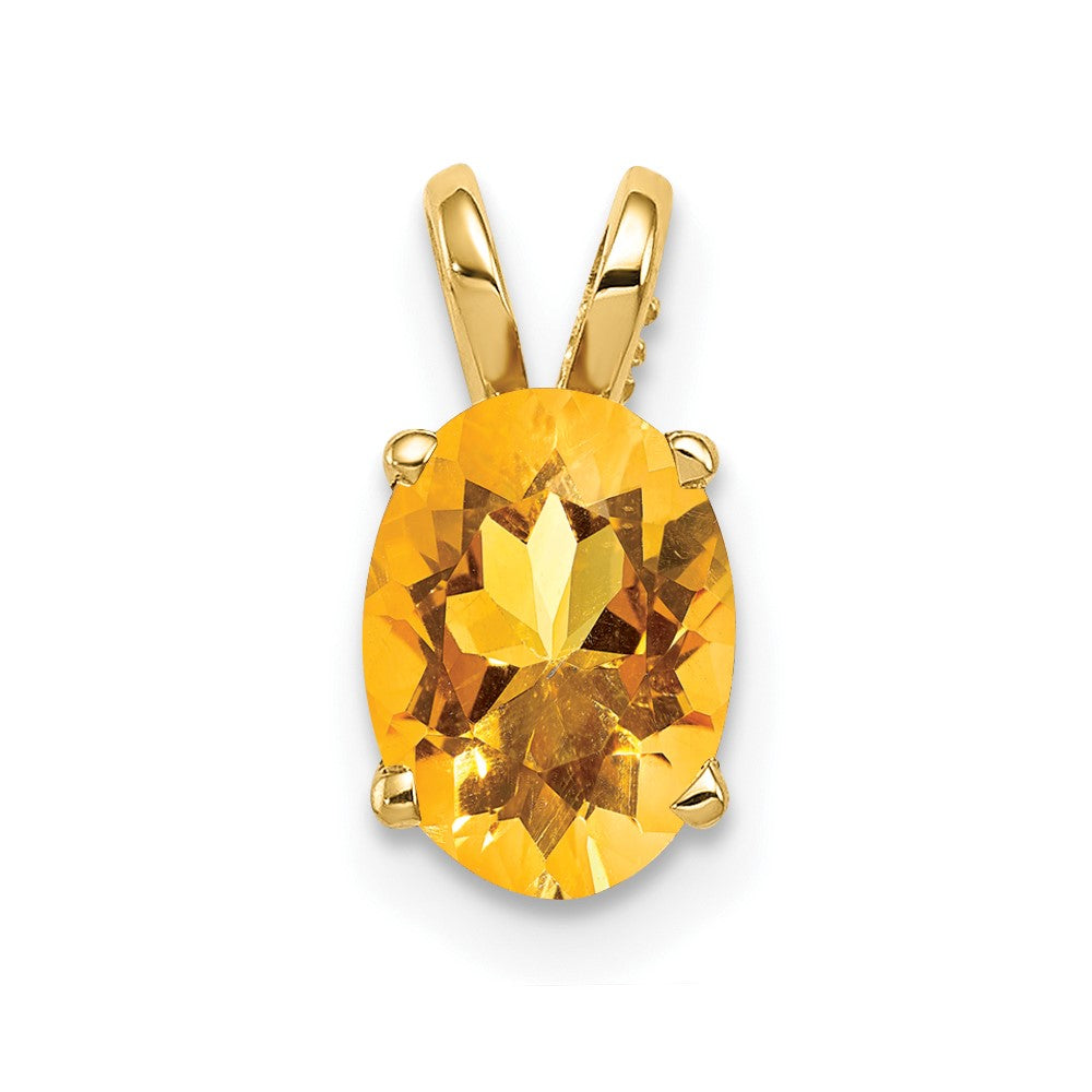 14k 8x Oval Citrine Pendant