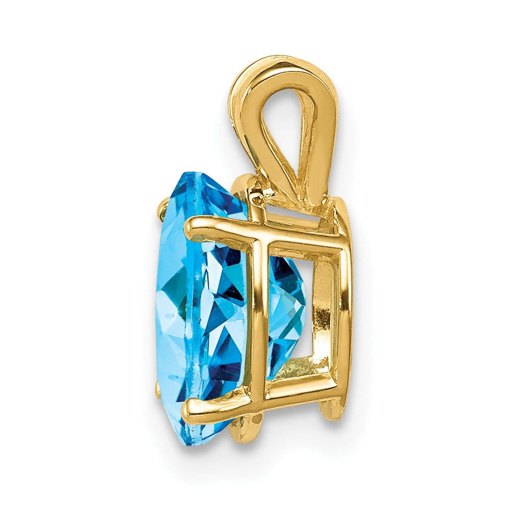 14k 9x Oval Blue Topaz Pendant