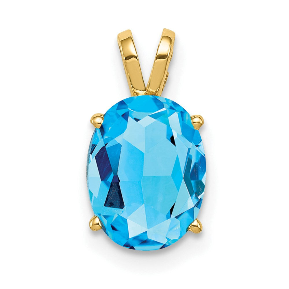 14k 9x Oval Blue Topaz Pendant