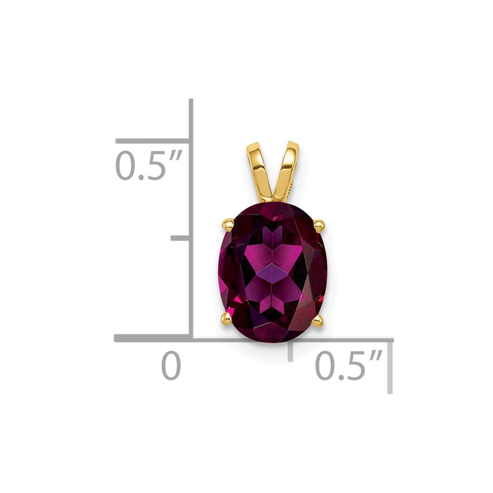 14k 9x Oval Rhodolite Garnet Pendant