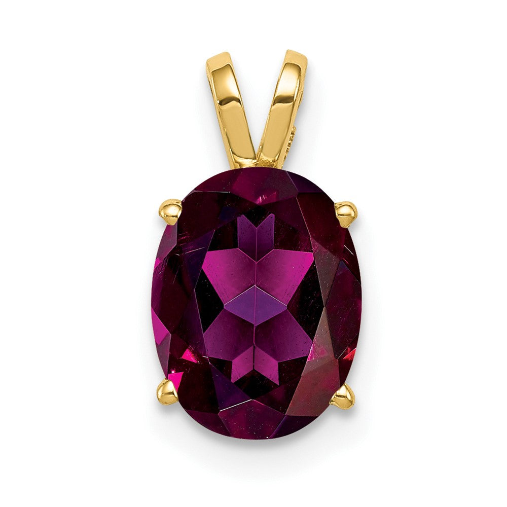 14k 9x Oval Rhodolite Garnet Pendant