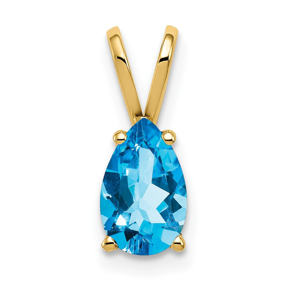 14k 8x Pear Blue Topaz Pendant