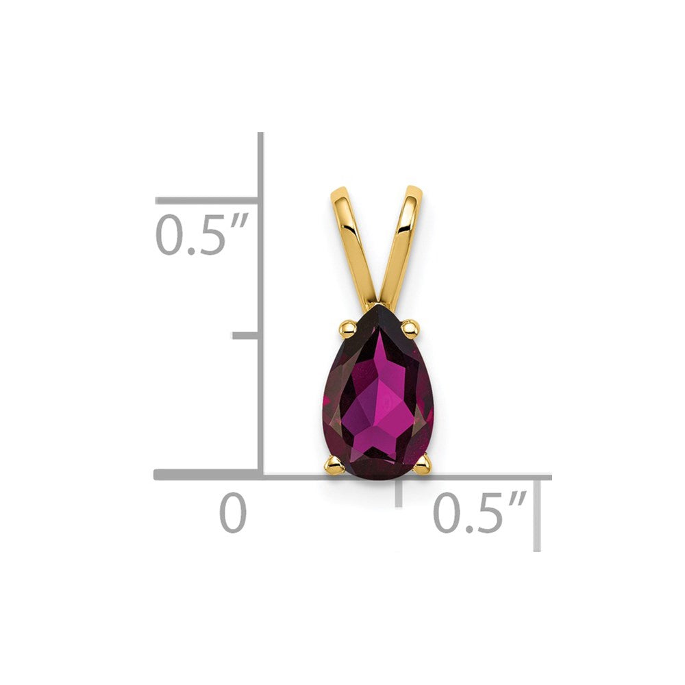 14k 8x Pear Rhodolite Garnet pendant