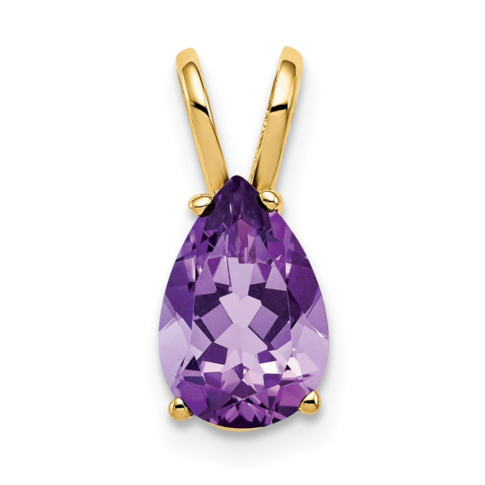 14k 9x Pear Amethyst Pendant