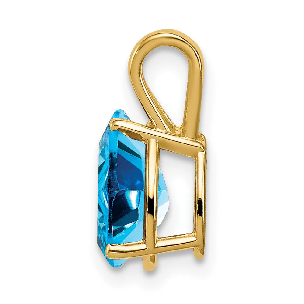 14k 9x Pear Blue Topaz Pendant