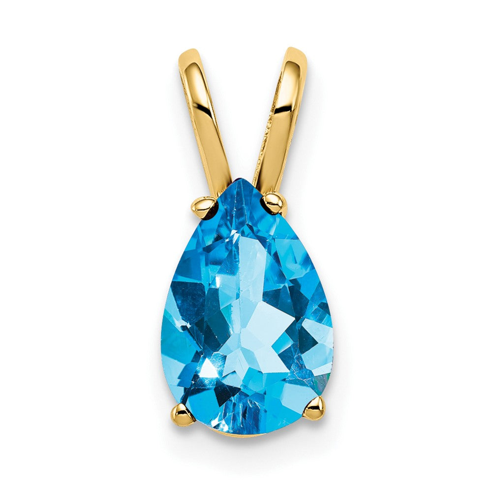 14k 9x Pear Blue Topaz Pendant
