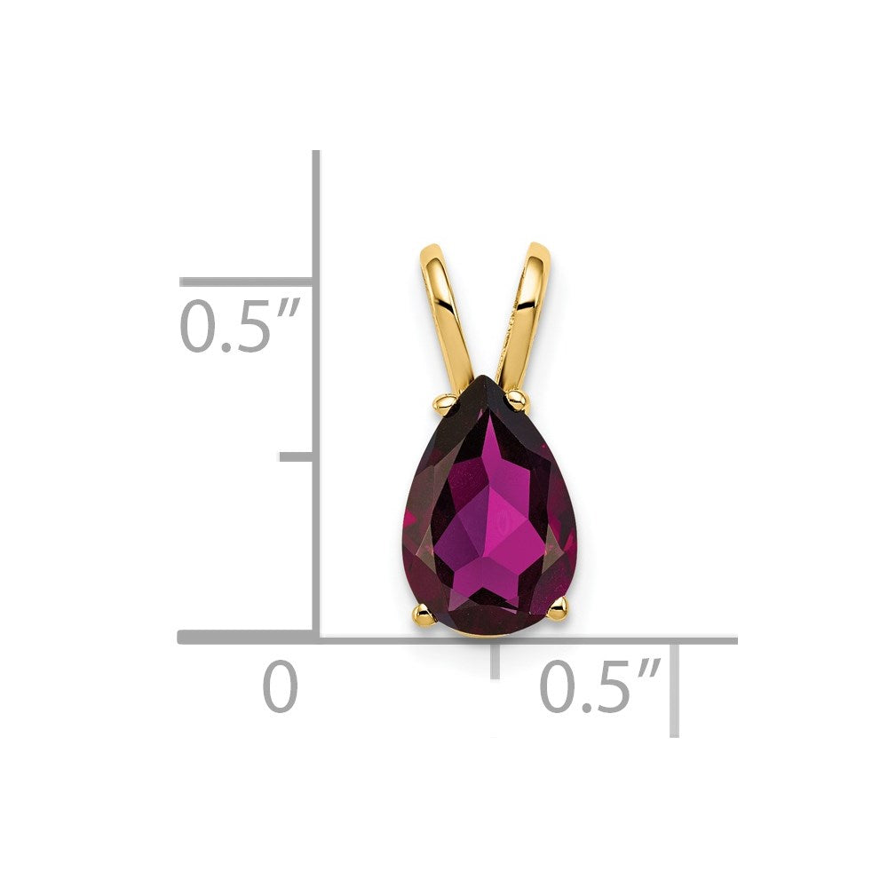 14k 9x Pear Rhodolite Garnet pendant