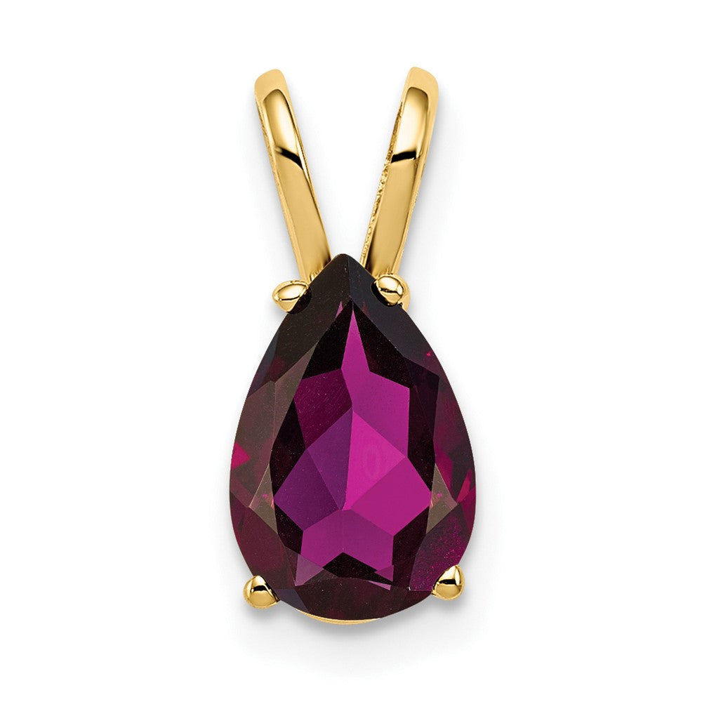 14k 9x Pear Rhodolite Garnet pendant
