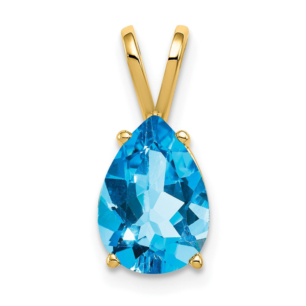 14k 10x Pear Blue Topaz Pendant