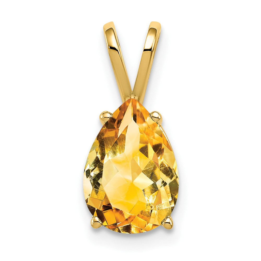 14k 10x Pear Citrine Pendant