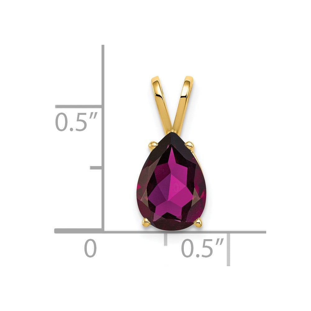 14k 10x Pear Rhodolite Garnet Pendant