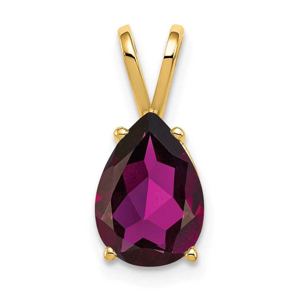 14k 10x Pear Rhodolite Garnet Pendant