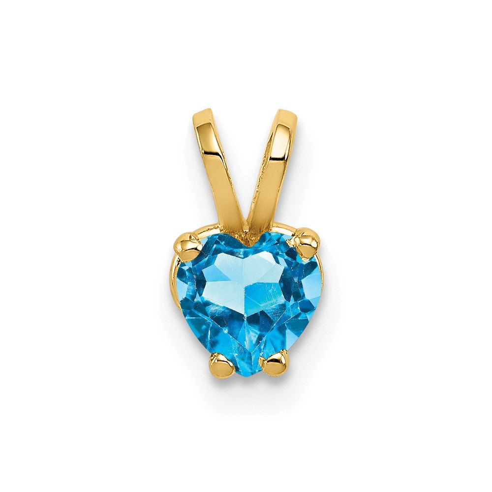 14k Heart Blue Topaz Pendant
