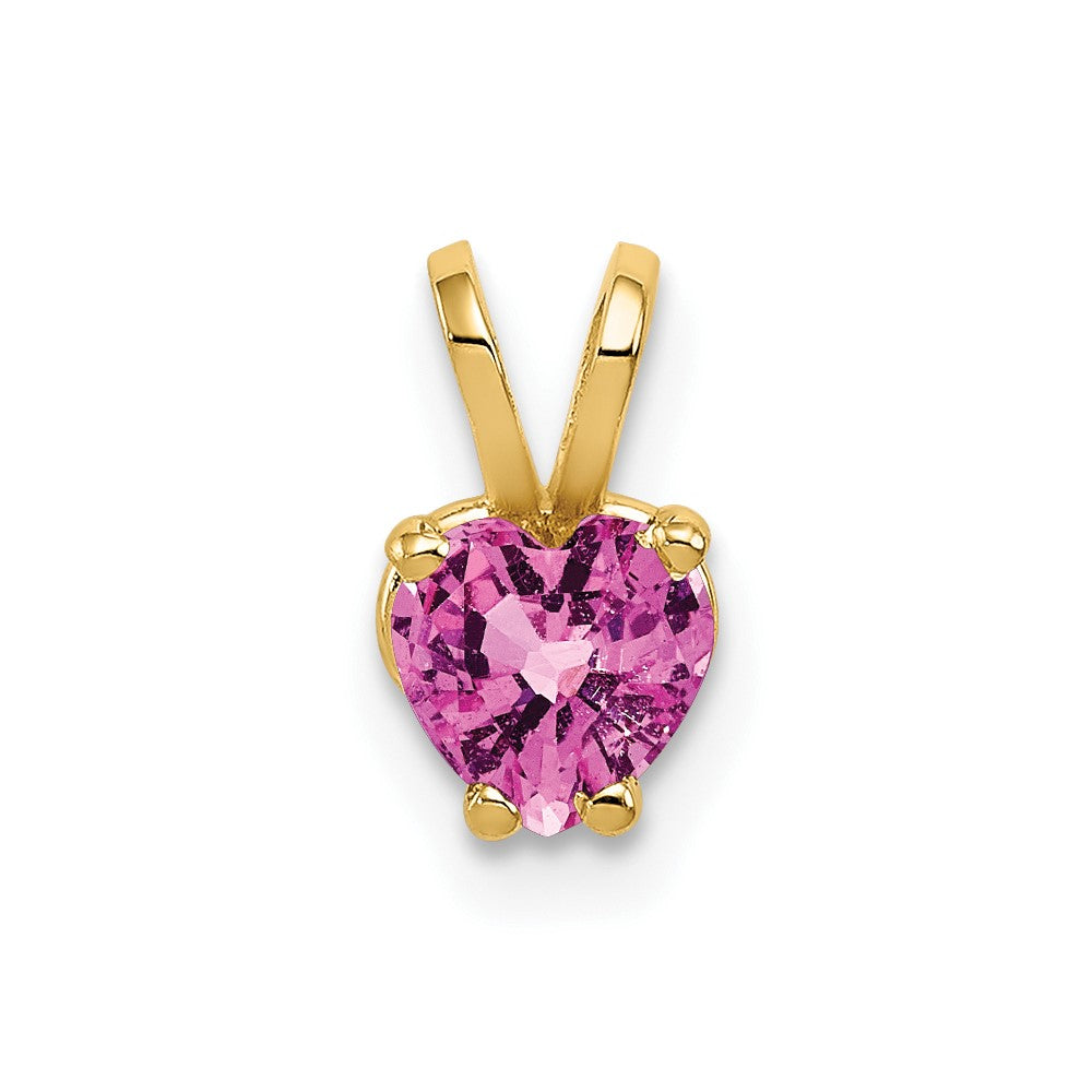 14k Heart Pink Sapphire Pendant
