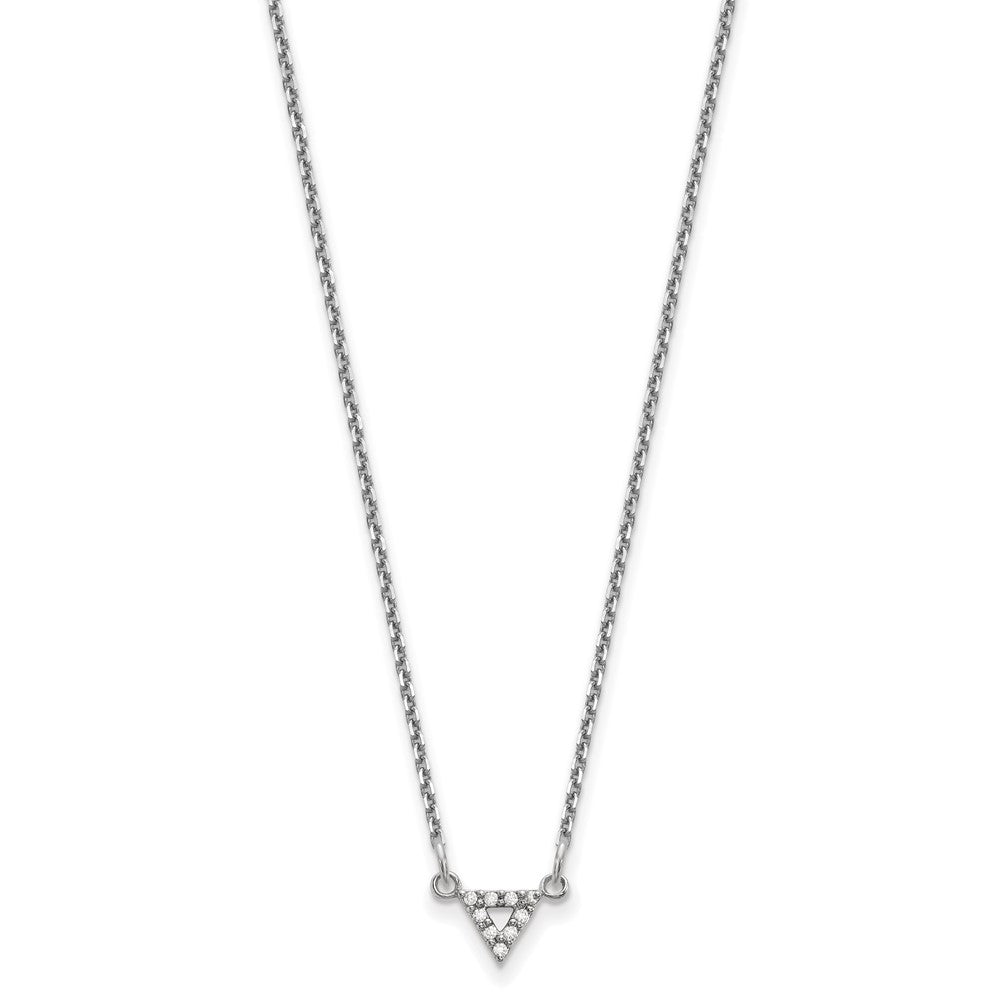 14k White Gold A Quality Diamond Triangle Necklace