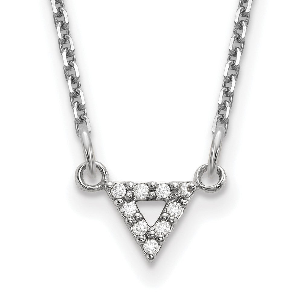 14k White Gold A Quality Diamond Triangle Necklace