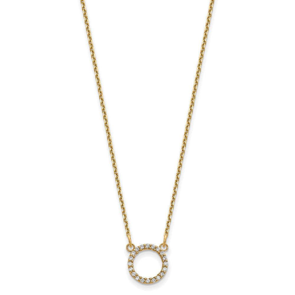14k Polished 1/15 carat VS Diamond Open Circle Necklace