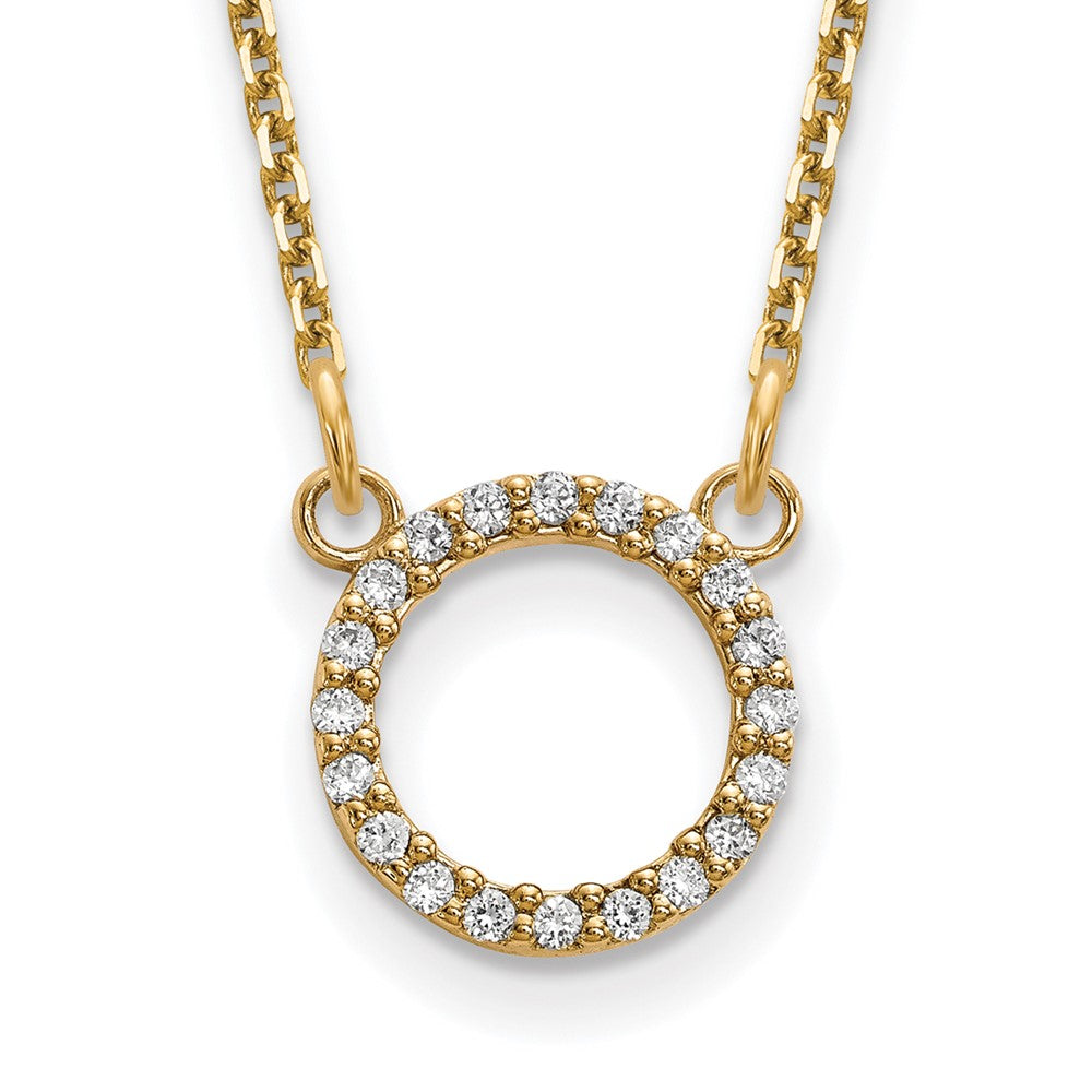 14k Polished 1/15 carat VS Diamond Open Circle Necklace