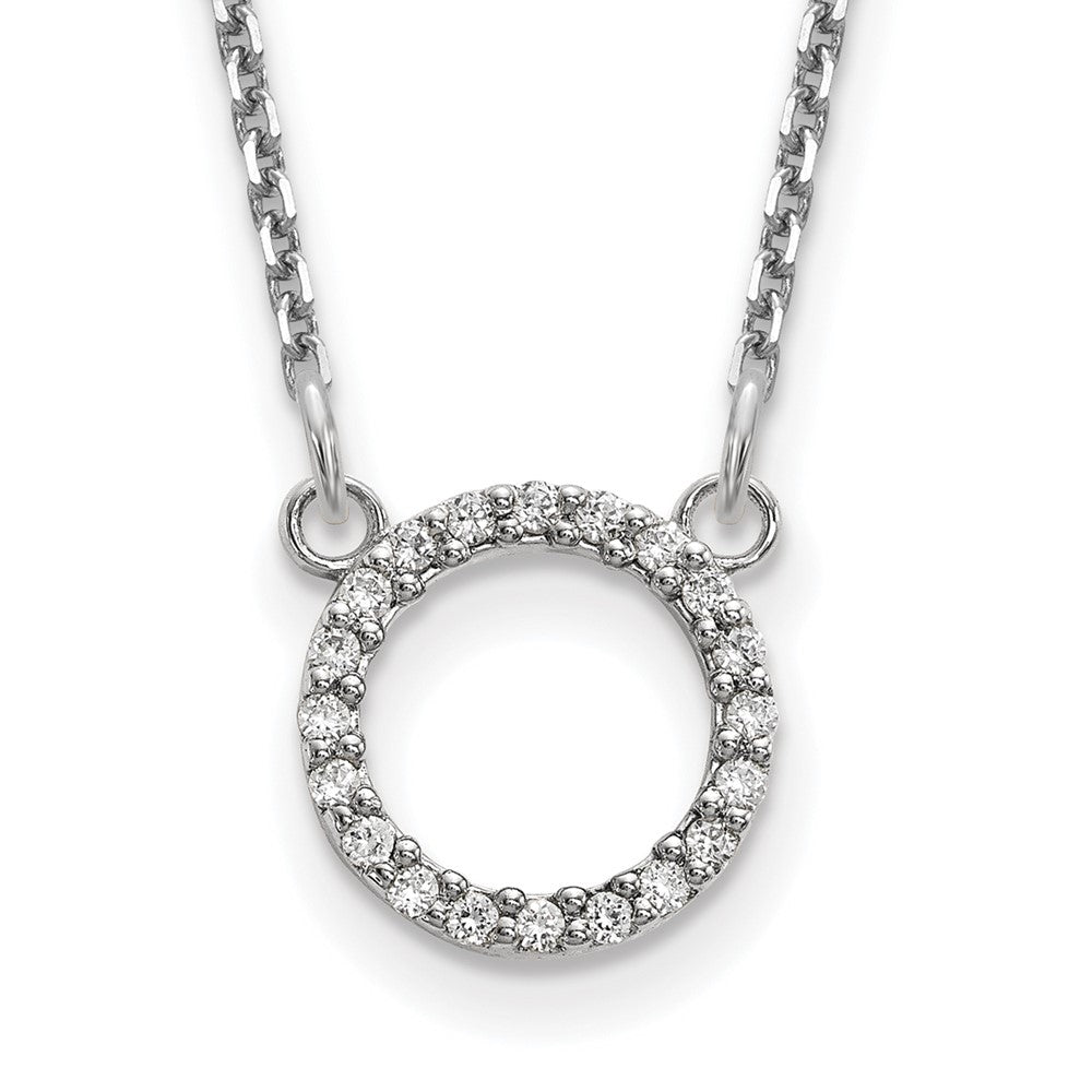 14k White Gold Polished 1/15 carat AA Diamond Open Circle Necklace