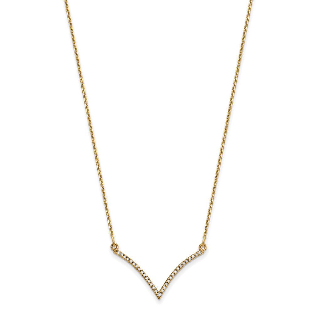 14k Polished 1/8 carat Diamond V-Necklace