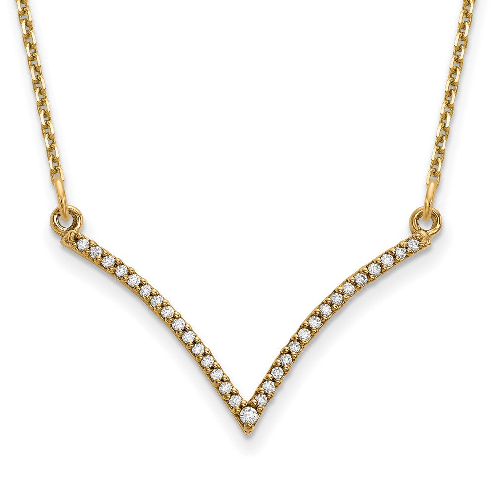14k Polished 1/8 carat Diamond V-Necklace