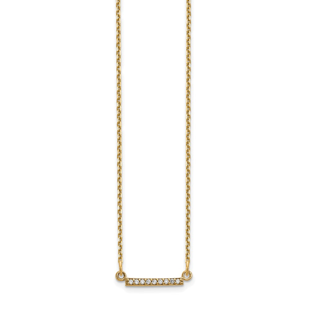 14k Polished 1/20 carat AAA Diamond Tiny Bar Necklace