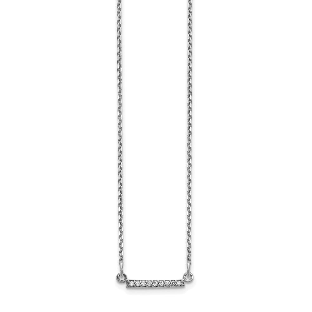14k White Gold Polished 1/20 carat AA Diamond Tiny Bar Necklace
