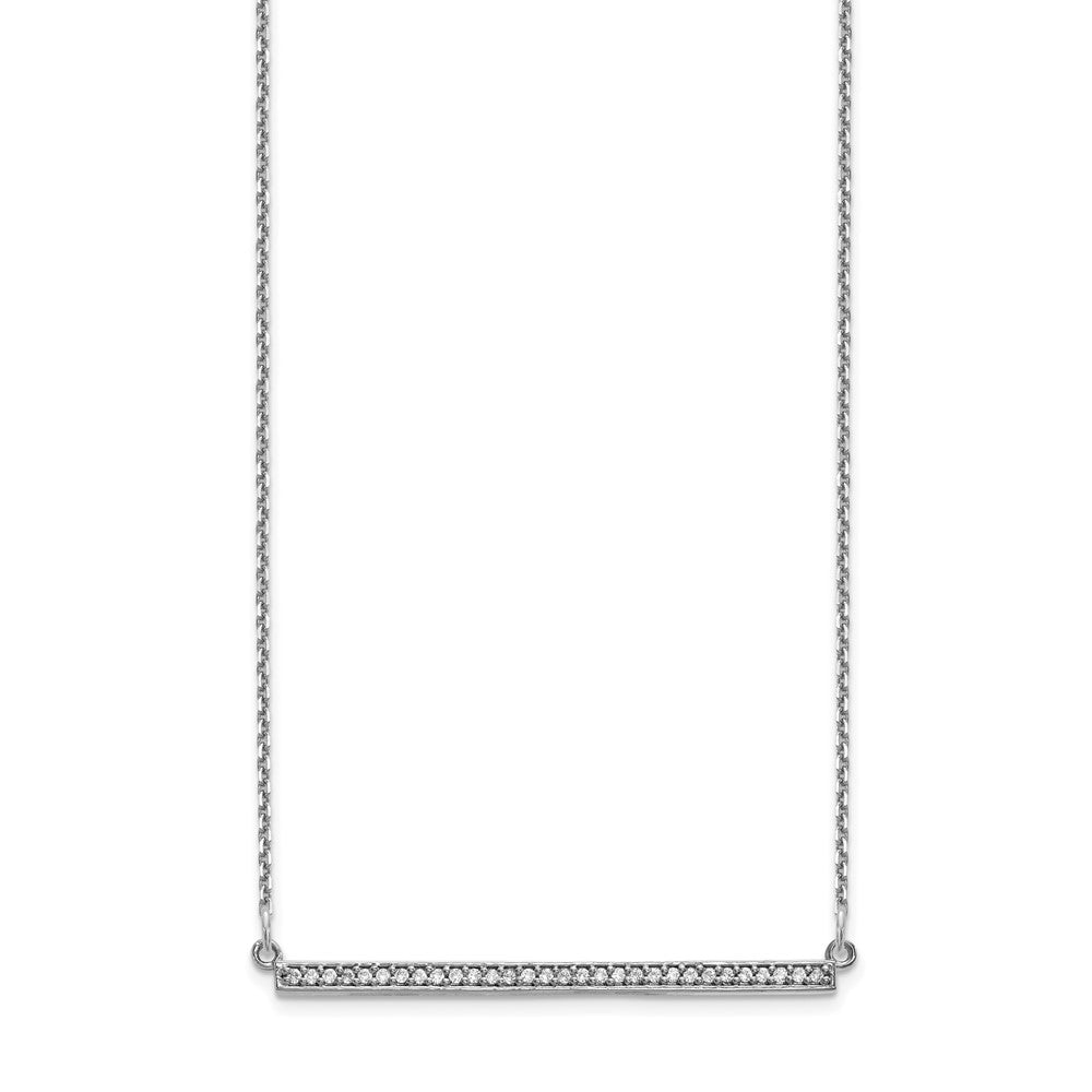 14k White Gold Polished 1/8 carat Diamond Bar Necklace