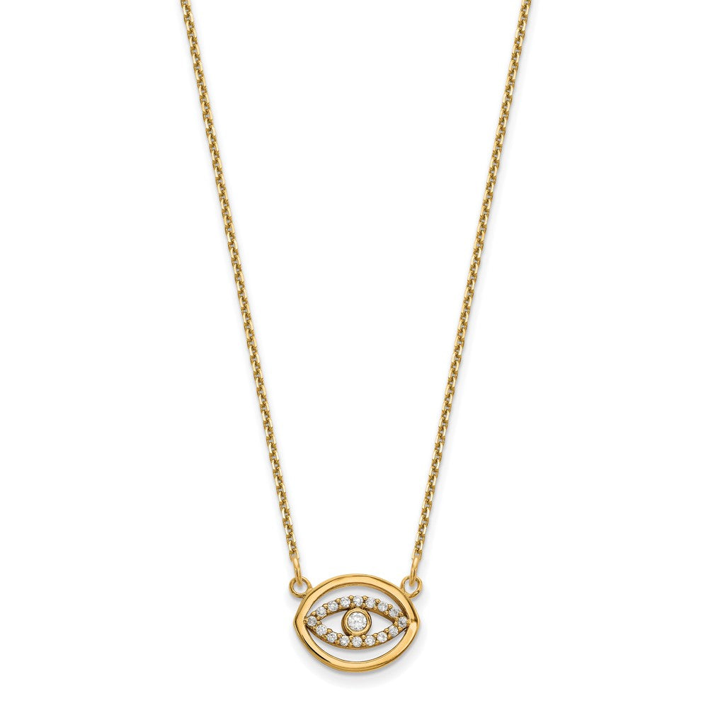 14ky Small Necklace Diamond Gold Halo Evil Eye