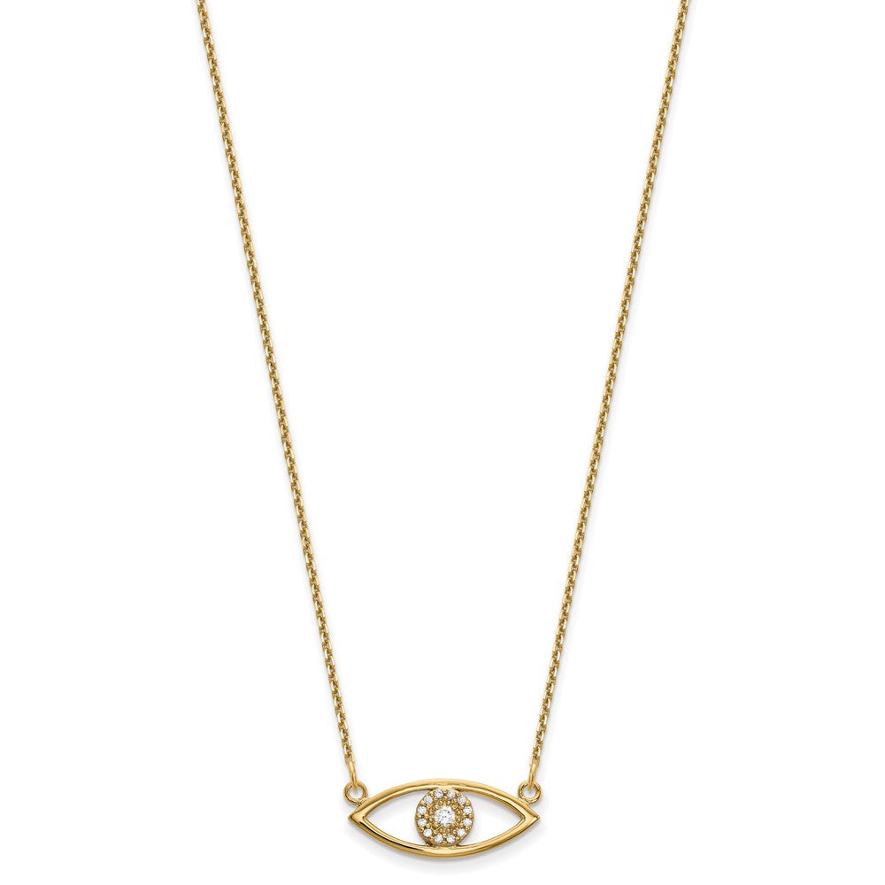 14k Small Necklace Diamond Evil Eye