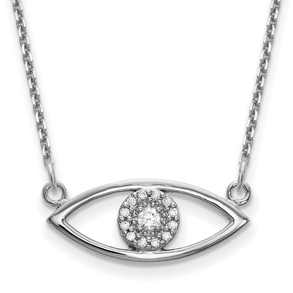 14k White Gold Polished 1/10 carat Diamond Small Evil Eye
