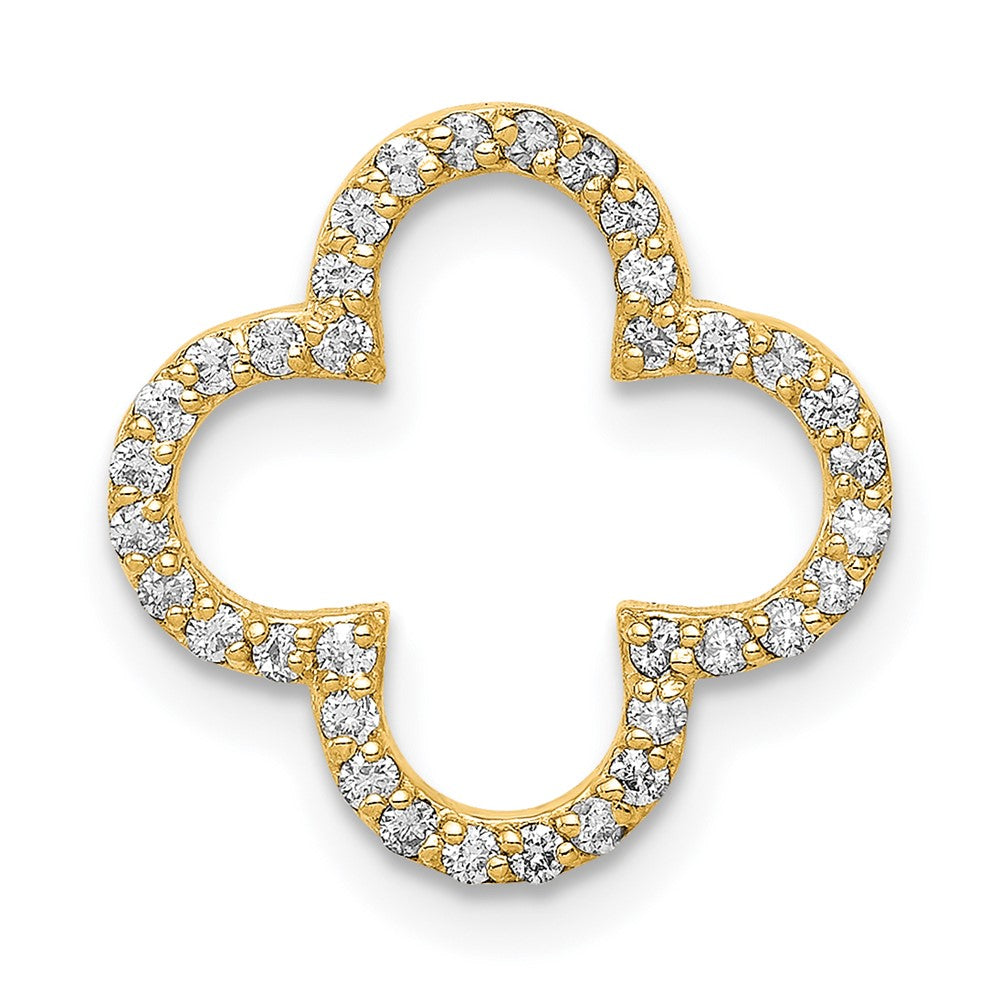 14k Polished 1/4 carat Diamond Small Quatrefoil Design Pendant