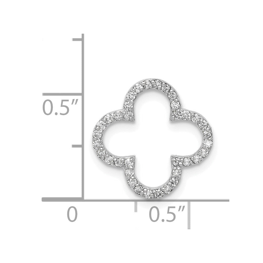 14k White Gold Polished 1/4 carat Diamond Small Quatrefoil Design Pendant