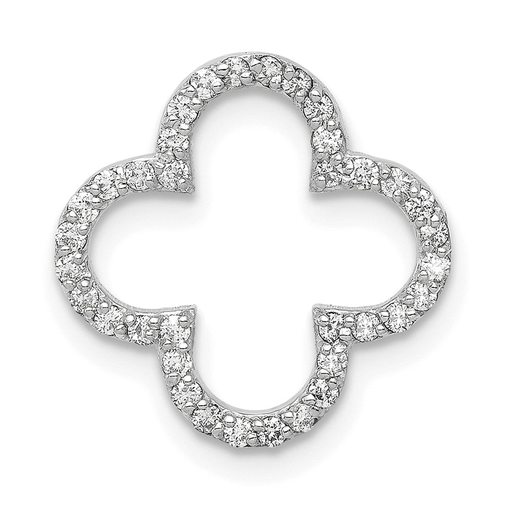 14k White Gold Polished 1/4 carat Diamond Small Quatrefoil Design Pendant