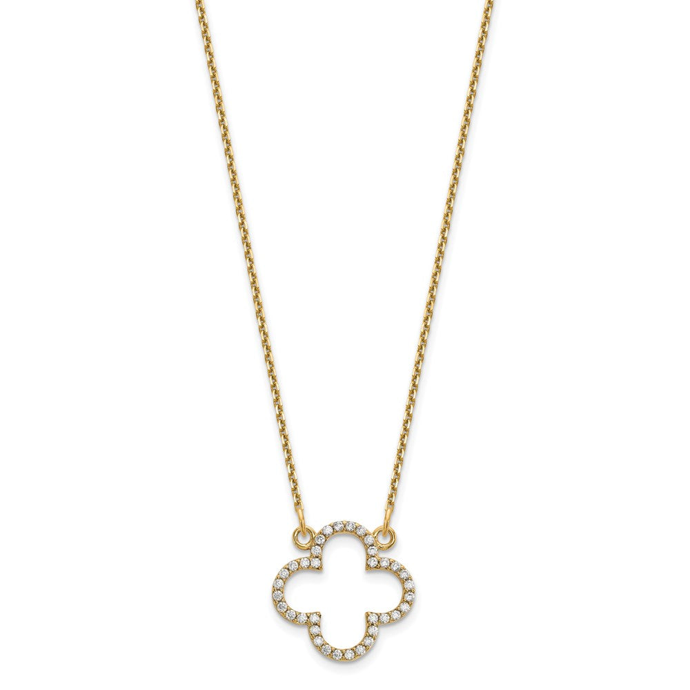 14ky Small Necklace Diamond Quatrefoil Design