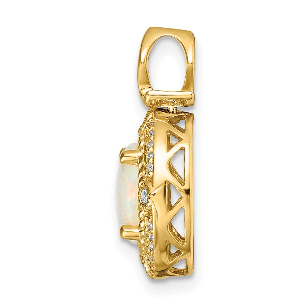 14k Austrian Opal and Diamond Halo Pendant Fits up to Regular/ Fancy or Reversible Omega